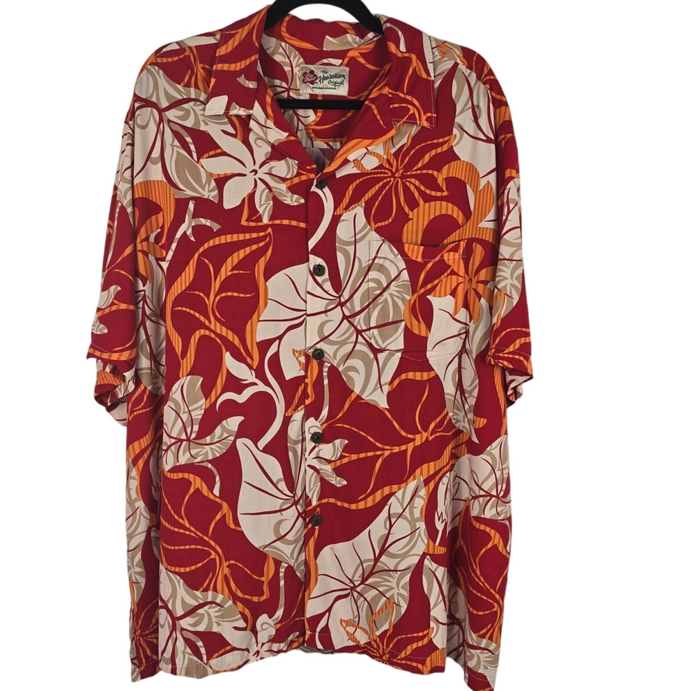 Hilo Hattie The Hawaiian Original Red Orange Men's Short Sleeve Shirt 2XL